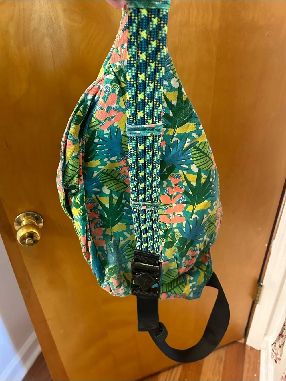 Kavu Floral Sling Bag in Teal, Coral and Yellow